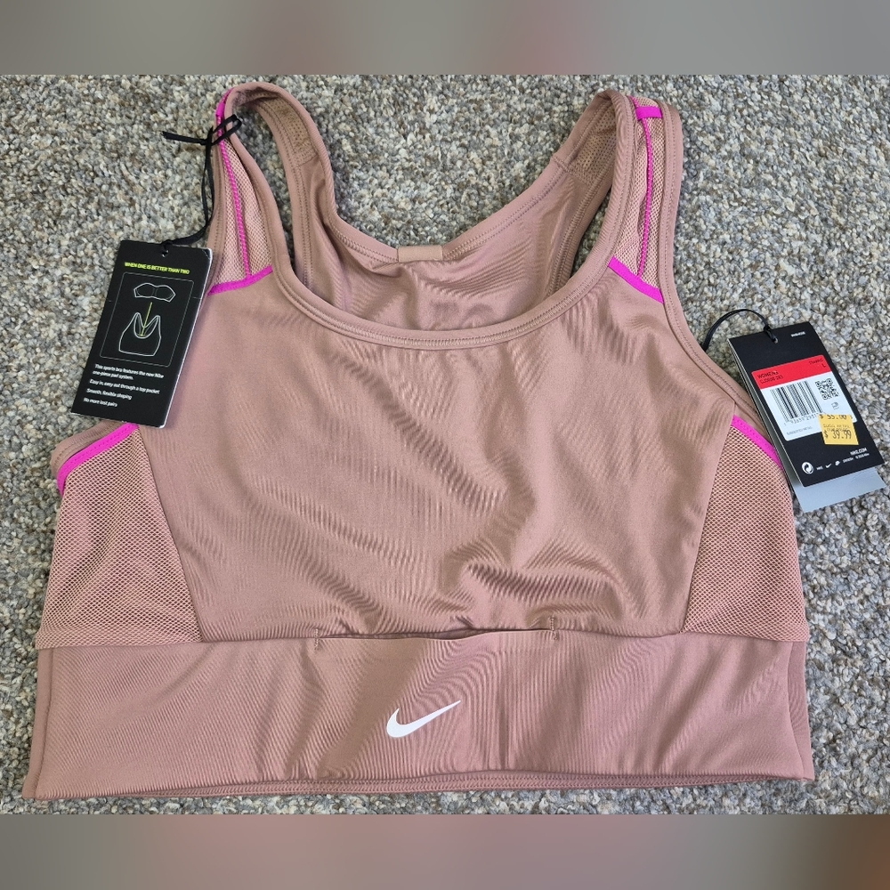 Nike Women's Sports Bra - Brown and Pink